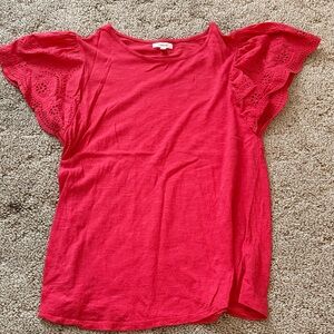 Maurices Red Short Sleeve Lace Top